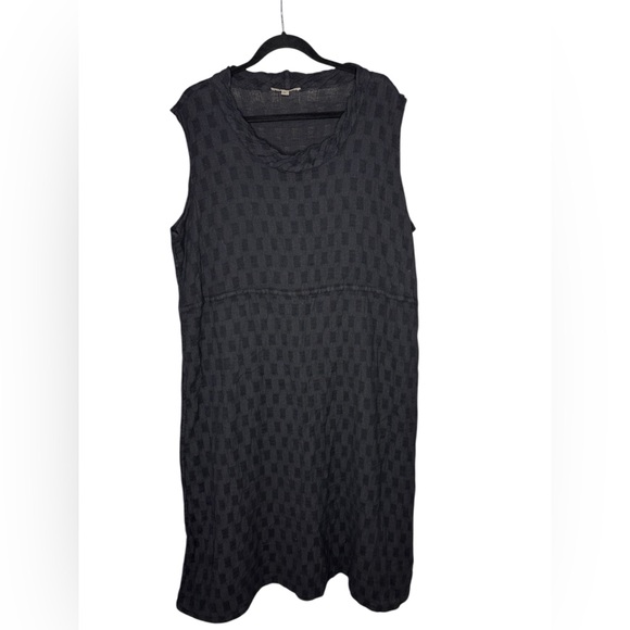 Flax Date Night Dress Noire Puck Black Linen blend Size Large - Picture 3 of 6